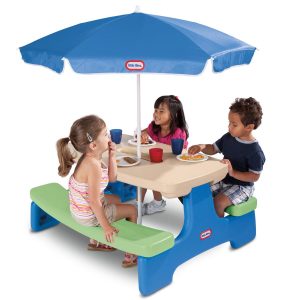 Easy Store Picnic Table with Umbrella - Blue/Green