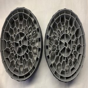 Set of 4 Wheels Grey Rim and Black Tread with Tophats and Tool to Assemble